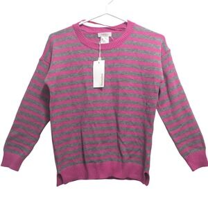 Bartolini Women's S Gray Pink Striped Knit Sweater Made‎ in Italy Crewneck